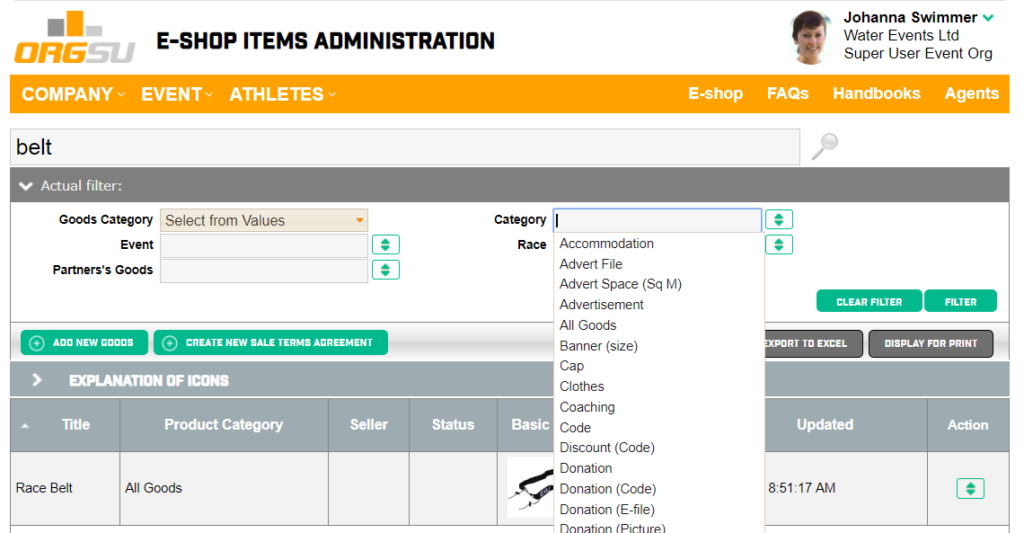 Sports E-shop Module is available inside the ORGSU technology ready to boost your website.