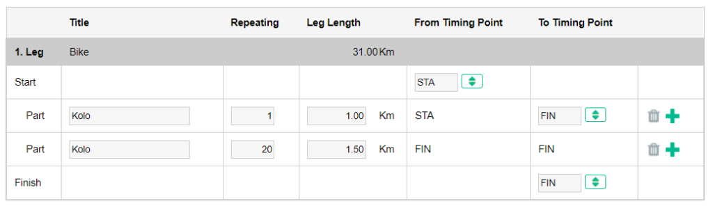 Cyclocross and lap race track settings. It is ready for the lap race timing. 